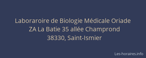Laboraroire de Biologie M&eacute;dicale Oriade