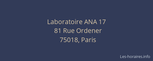Laboratoire ANA 17