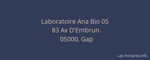 Laboratoire Ana Bio 05