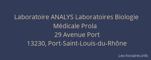 Laboratoire ANALYS Laboratoires Biologie Médicale Prola