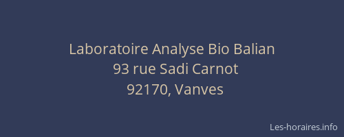 Laboratoire Analyse Bio Balian
