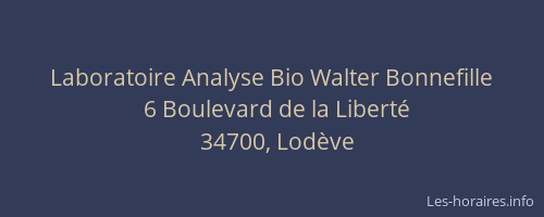 Laboratoire Analyse Bio Walter Bonnefille