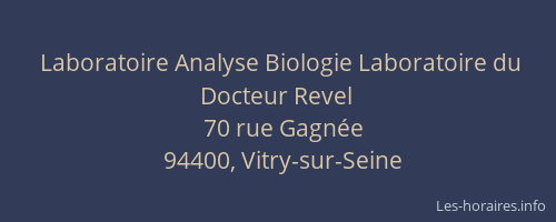 Laboratoire Analyse Biologie Laboratoire du Docteur Revel