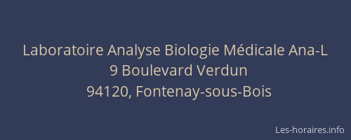 Laboratoire Analyse Biologie Médicale Ana-L