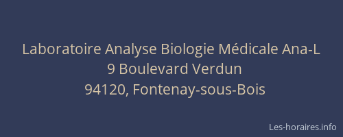 Laboratoire Analyse Biologie M&eacute;dicale Ana-L