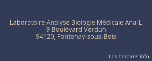 Laboratoire Analyse Biologie Médicale Ana-L