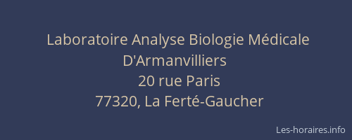 Laboratoire Analyse Biologie Médicale D'Armanvilliers
