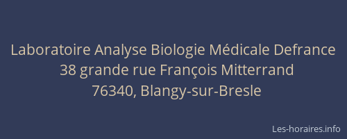 Laboratoire Analyse Biologie Médicale Defrance