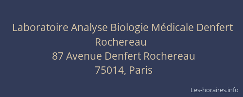 Laboratoire Analyse Biologie Médicale Denfert Rochereau