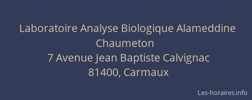 Laboratoire Analyse Biologique Alameddine Chaumeton