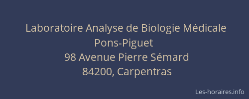 Laboratoire Analyse de Biologie Médicale Pons-Piguet
