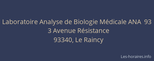 Laboratoire Analyse de Biologie Médicale ANA  93