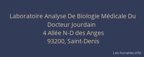 Laboratoire Analyse De Biologie Médicale Du Docteur Jourdain