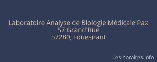 Laboratoire Analyse de Biologie Médicale Pax