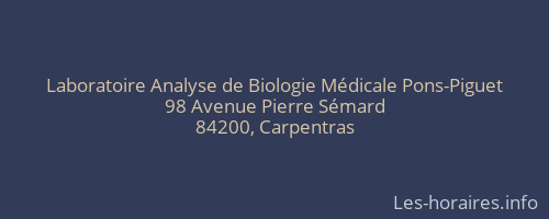 Laboratoire Analyse de Biologie Médicale Pons-Piguet