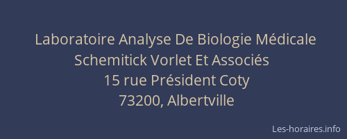 Laboratoire Analyse De Biologie Médicale Schemitick Vorlet Et Associés
