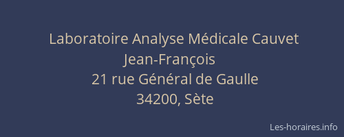 Laboratoire Analyse Médicale Cauvet Jean-François