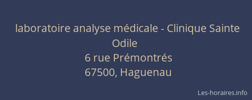 laboratoire analyse médicale - Clinique Sainte Odile