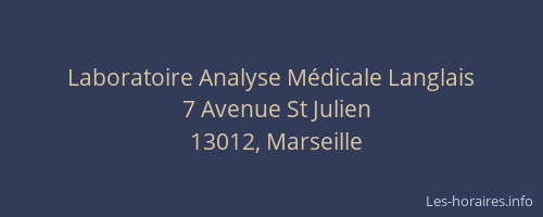 Laboratoire Analyse Médicale Langlais