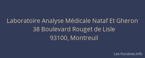 Laboratoire Analyse Médicale Nataf Et Gheron