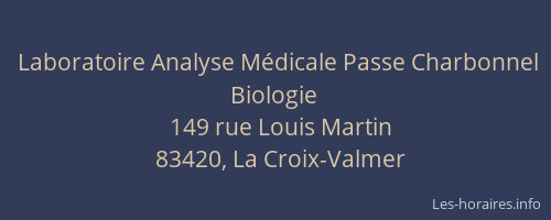 Laboratoire Analyse Médicale Passe Charbonnel Biologie