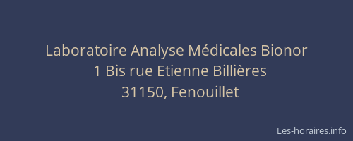 Laboratoire Analyse Médicales Bionor