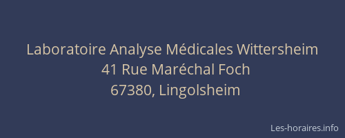 Laboratoire Analyse Médicales Wittersheim