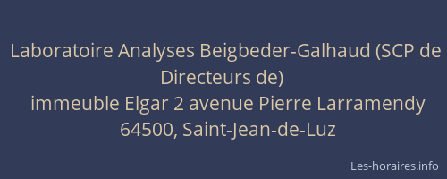 Laboratoire Analyses Beigbeder-Galhaud (SCP de Directeurs de)