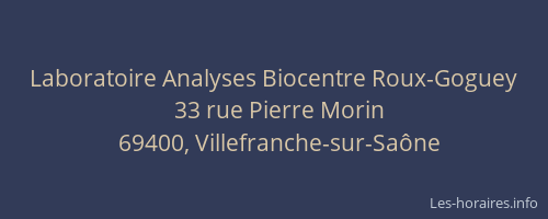 Laboratoire Analyses Biocentre Roux-Goguey
