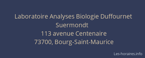 Laboratoire Analyses Biologie Duffournet Suermondt
