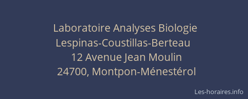 Laboratoire Analyses Biologie Lespinas-Coustillas-Berteau