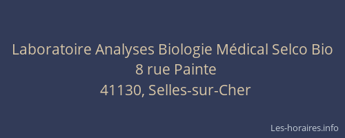 Laboratoire Analyses Biologie M&eacute;dical Selco Bio