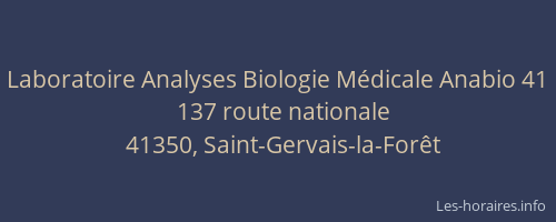 Laboratoire Analyses Biologie Médicale Anabio 41