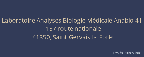 Laboratoire Analyses Biologie M&eacute;dicale Anabio 41