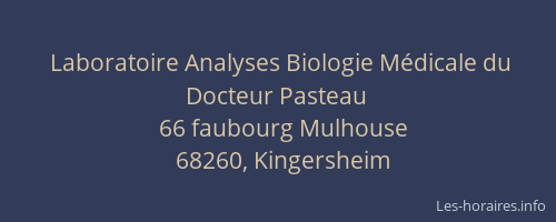 Laboratoire Analyses Biologie M&eacute;dicale du Docteur Pasteau