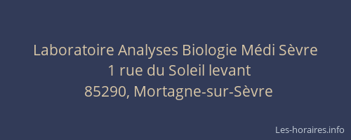 Laboratoire Analyses Biologie Médi Sèvre
