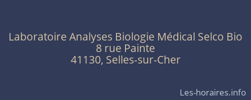 Laboratoire Analyses Biologie Médical Selco Bio