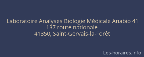 Laboratoire Analyses Biologie Médicale Anabio 41
