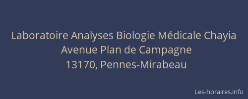Laboratoire Analyses Biologie Médicale Chayia