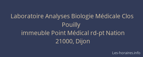 Laboratoire Analyses Biologie Médicale Clos Pouilly