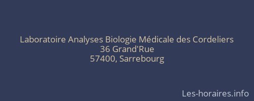 Laboratoire Analyses Biologie Médicale des Cordeliers