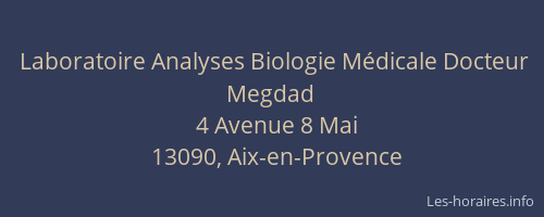 Laboratoire Analyses Biologie Médicale Docteur Megdad