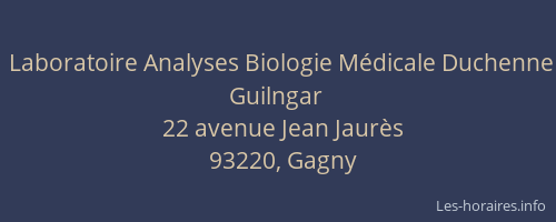 Laboratoire Analyses Biologie Médicale Duchenne Guilngar