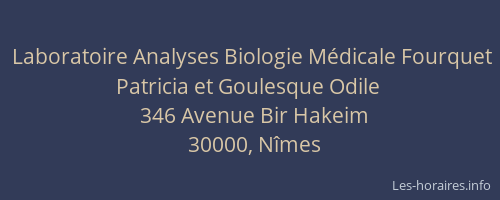 Laboratoire Analyses Biologie Médicale Fourquet Patricia et Goulesque Odile