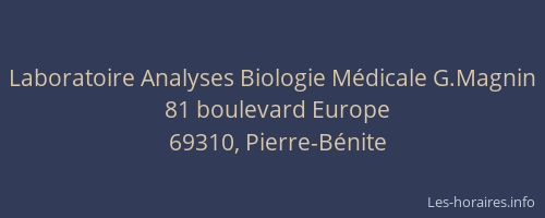 Laboratoire Analyses Biologie Médicale G.Magnin