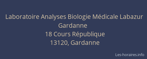 Laboratoire Analyses Biologie Médicale Labazur Gardanne