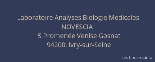 Laboratoire Analyses Biologie Medicales NOVESCIA