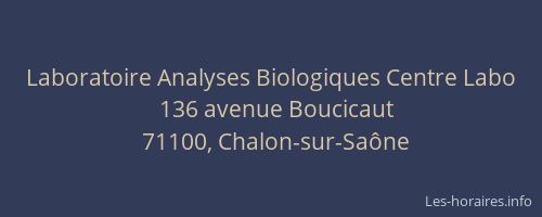 Laboratoire Analyses Biologiques Centre Labo