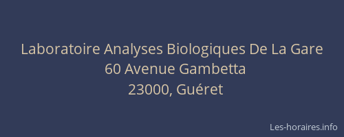 Laboratoire Analyses Biologiques De La Gare