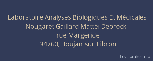Laboratoire Analyses Biologiques Et Médicales Nougaret Gaillard Mattéi Debrock